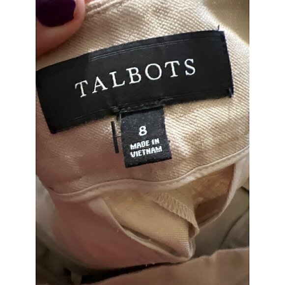 Talbots Linen Blen Pants Size 8 Tan Summer Resort Lagenlook Netural Capsle - Picture 9 of 10